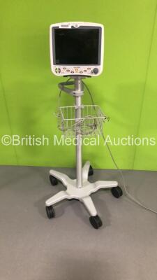 GE Dash 5000 Patient Monitor with SpO2,Temp/CO,NBP and ECG Options on Stand (Powers Up-Crack to Casing-See Photos)