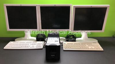 Job Lot Including 3 x GE Display Monitors (2 x CDA19, 1 x CDA19T) with 2 x Power Supplies, 2 x Keyboards and 1 x APC Smart-UPS 750