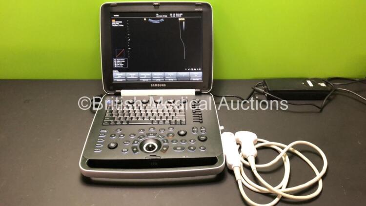 Samsung Medison HM70A Portable Flat Screen Ultrasound Scanner *2015* Software Version 2.00.04.1125 with 1 x Transducers/Probe 1 x CA1-7AD and Power Supply *Mfd 2019* in Carry Case (Powers Up) *SOY7M3HG900004P - KOLNM3GM300008N*