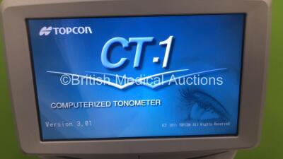 TopCon CT-1 Computerized Tonometer Version 3.01 on Motorized Table (Powers Up) *S/N 2730515* **Mfd 2015** *FOR EXPORT OUT OF THE UK ONLY* - 2