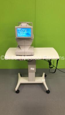 TopCon CT-1 Computerized Tonometer Version 3.01 on Motorized Table (Powers Up) *S/N 2730282* **Mfd 2013** *FOR EXPORT OUT OF THE UK ONLY*