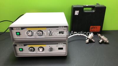 Mixed Lot Including 2 x DP HL 150 Duo Light Sources (Both Power Up) and 2 x Penlon NV200 Ventilator Patient Valves *W*