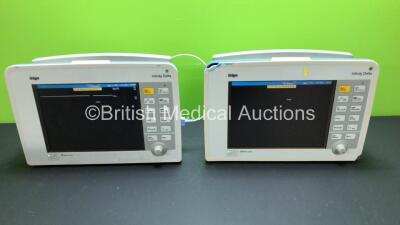 2 x Drager Infinity Delta Patient Monitors with HemoMed 1, Aux - Hemo 3, MultiMed and 1 x SpO2 Options *Mfd 2012 - 2008* (Both Power Up with some Casing Damage - See Photos) *5398793945 - 6004739955*