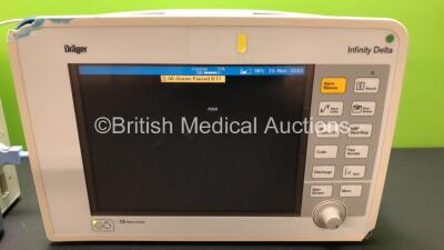 2 x Drager Infinity Delta Patient Monitors with HemoMed 1, Aux - Hemo 3, MultiMed and 1 x SpO2 Options *Mfd 2012 - 2008* (Both Power Up with some Casing Damage - See Photos) *5398793945 - 6004739955* - 2