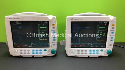 2 x GE Datex-Ohmeda F-FM-00 Patient Monitor *Mfd 2007* with 1 x GE E-PSMP-00 Module *Mfd 2011* and 1 x GE E-PSMPW Module *2012*(Both Power Up with some Casing Damage - See Photos) *6100054 - 6734199*