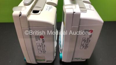 2 x GE Datex-Ohmeda F-FM-00 Patient Monitor *Mfd 2007* with 1 x GE E-PSMP-00 Module *Mfd 2011* and 1 x GE E-PSMPW Module *2012*(Both Power Up with some Casing Damage - See Photos) *6100054 - 6734199* - 6