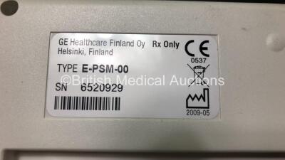 Job Lot Including 3 x GE E-PSM-00 Modules *Mfd 2009 - 2006 - 2005* 1 x GE N-FC-00 Gas Module *Mfd 2010* 1 x SpO2 Lead with Finger Sensor and 1 x ECG Lead *6629659 - 6204575 - 6520929 - 6021411* - 4