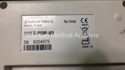 Job Lot Including 3 x GE E-PSM-00 Modules *Mfd 2009 - 2006 - 2005* 1 x GE N-FC-00 Gas Module *Mfd 2010* 1 x SpO2 Lead with Finger Sensor and 1 x ECG Lead *6629659 - 6204575 - 6520929 - 6021411* - 5