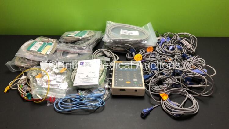 Mixed Lot Including 1 x Fluke MPS450 Multiparameter Simulator and Various Monitor Leads Including SpO2, ECG and NIBP *209363*