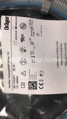 Mixed Lot Including 1 x Verathon BVI 9400 BladderScan with Probe and Battery (No Power - Possible Flat Battery) 4 x Genius Tympanic Thermometers, 4 x Drager VentStar Oxylog 3000F Breathing Tubes (In Date) and Drager Adult Disposable CO2 Cuvette - 4