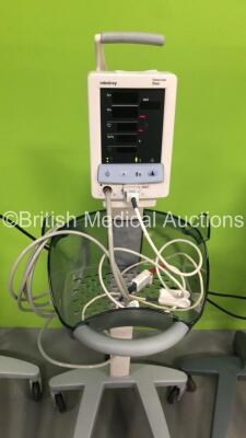 4 x Mindray Datascope Duo Patient Monitors on Stands with 4 x BP Hoses and 4 x SpO2 Finger Sensors (All Power Up) * SN MD13951-K0 / MD15097-K1 / MD07581-C8 / MD07576-C8 * - 3