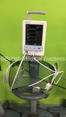 4 x Mindray Datascope Duo Patient Monitors on Stands with 4 x BP Hoses and 4 x SpO2 Finger Sensors (All Power Up) * SN MD10233-C9 / MD07574-C8 / MD09784-B9 / MD09983-C9 * - 3