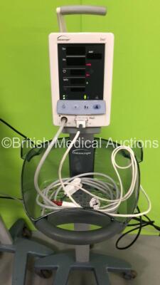 4 x Mindray Datascope Duo Patient Monitors on Stands with 4 x BP Hoses and 4 x SpO2 Finger Sensors (All Power Up) * SN MD10233-C9 / MD07574-C8 / MD09784-B9 / MD09983-C9 * - 5