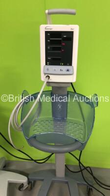 3 x Mindray Datascope Duo Patient Monitors on Stands with 3 x BP Hoses (All Power Up-1 x Broken Handle on Stand-1 x Broken Monitor Bracket Mount) * SN MD09372-L8 / MD07572-C8 / MD01288-L4 * - 4