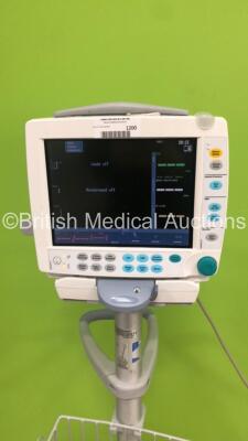 GE S5 F-FM-01 Patient Monitor on Stand with 1 x E-PSMP-00 Module with NIBP,P1/P2,T1/T2,SpO2 and ECG Options * Mfd 2010 * (Powers Up) * SN 6900264 / 6651817 * * Mfd 2012 * - 2