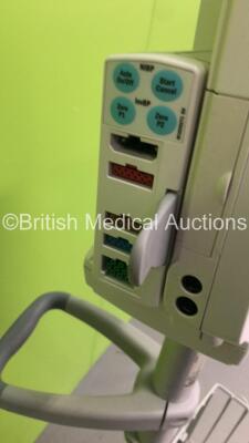 GE S5 F-FM-01 Patient Monitor on Stand with 1 x E-PSMP-00 Module with NIBP,P1/P2,T1/T2,SpO2 and ECG Options * Mfd 2010 * (Powers Up) * SN 6900264 / 6651817 * * Mfd 2012 * - 4