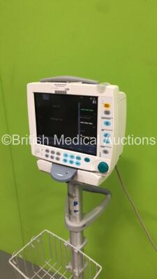 GE S5 F-FM-01 Patient Monitor on Stand with 1 x E-PSMP-00 Module with NIBP,P1/P2,T1/T2,SpO2 and ECG Options * Mfd 2010 * (Powers Up) * SN 6900264 / 6651817 * * Mfd 2012 * - 5