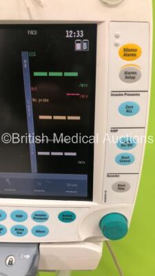 GE S5 F-FM-01 Patient Monitor on Stand with 1 x E-PSMP-00 Module with NIBP,P1/P2,T1/T2,SpO2 and ECG Options * Mfd 2010 * (Powers Up) * SN 6651834 / 6646189 * * Mfd 2010 * - 3