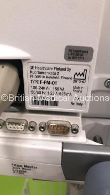 GE S5 F-FM-01 Patient Monitor on Stand with 1 x E-PSMP-00 Module with NIBP,P1/P2,T1/T2,SpO2 and ECG Options * Mfd 2010 * (Powers Up) * SN 6651834 / 6646189 * * Mfd 2010 * - 9