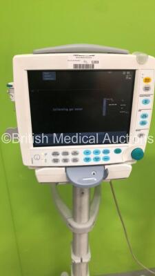 2 x GE S5 F-FM-01 Patient Monitors on Stands with 1 x N-FC-00 Module with Mini D-Fend Water Trap * Mfd 2010 * (1 x Powers Up,1 x No Power) * SN 6660422 / 6882589 * * Mfd 2012 / 2010 * - 3