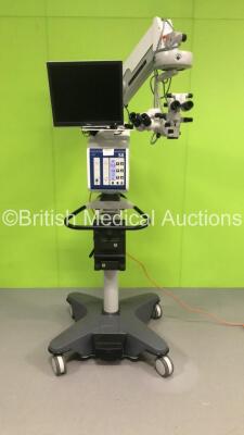 Zeiss OPMI Lumera T Dual Operated Surgical Microscope with 4 x 10x Eyepieces,2 x f 170 Binoculars,f 200 APO Lens,Footswitch and Fujitsu Siemens Monitor on Zeiss S8 Stand (Powers Up with Good Bulb) * SN 302608-9020-000 * - 2