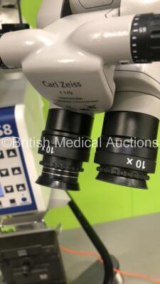 Zeiss OPMI Lumera T Dual Operated Surgical Microscope with 4 x 10x Eyepieces,2 x f 170 Binoculars,f 200 APO Lens,Footswitch and Fujitsu Siemens Monitor on Zeiss S8 Stand (Powers Up with Good Bulb) * SN 302608-9020-000 * - 5
