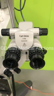 Zeiss OPMI Lumera T Dual Operated Surgical Microscope with 4 x 10x Eyepieces,2 x f 170 Binoculars,f 200 APO Lens,Footswitch and Fujitsu Siemens Monitor on Zeiss S8 Stand (Powers Up with Good Bulb) * SN 302608-9020-000 * - 7