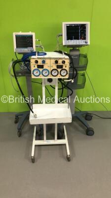 Mixed Lot Including 1 x Datascope Passport 2 Patient Monitor on Stand with CO2 Exhaust,CO2 Input,T1,IBP1,IBP2,SpO2 and ECG Options,1 x SpO2 Finger Sensor,1 x BP Hose and 1 x ECG Lead,1 x Datascope Trio Patient Monitor on Stand with SpO2,T1,NBP and ECG Opt