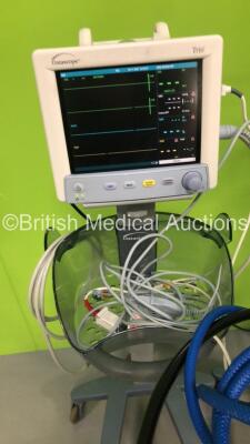 Mixed Lot Including 1 x Datascope Passport 2 Patient Monitor on Stand with CO2 Exhaust,CO2 Input,T1,IBP1,IBP2,SpO2 and ECG Options,1 x SpO2 Finger Sensor,1 x BP Hose and 1 x ECG Lead,1 x Datascope Trio Patient Monitor on Stand with SpO2,T1,NBP and ECG Opt - 3