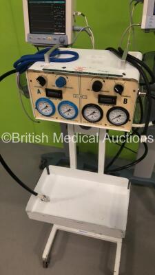 Mixed Lot Including 1 x Datascope Passport 2 Patient Monitor on Stand with CO2 Exhaust,CO2 Input,T1,IBP1,IBP2,SpO2 and ECG Options,1 x SpO2 Finger Sensor,1 x BP Hose and 1 x ECG Lead,1 x Datascope Trio Patient Monitor on Stand with SpO2,T1,NBP and ECG Opt - 5