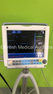 GE B40 Patient Monitor with IBP1,IBP2,T1,T2,SpO2,ECG,NIBP and Printer Options,1 x BP Hose and 1 x 3-Lead ECG Lead on Stand (Powers Up) * Mfd 2012 * - 2