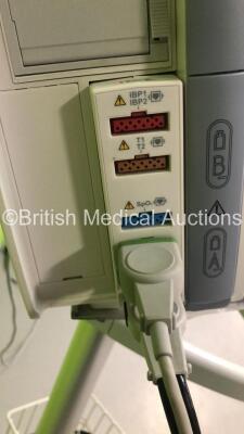 GE B40 Patient Monitor with IBP1,IBP2,T1,T2,SpO2,ECG,NIBP and Printer Options,1 x BP Hose and 1 x 3-Lead ECG Lead on Stand (Powers Up) * Mfd 2012 * - 4