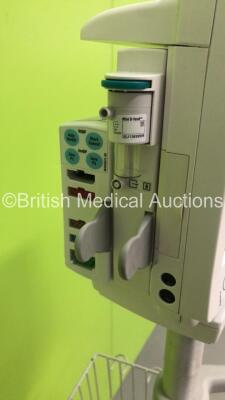 GE S5 F-FM-01 Patient Monitor on Stand with 1 x E-PSMP-01 Module with NIBP,P1/P2,T1/T2,SpO2 and ECG Options * Mfd 2018 - Small Chip-See Photos * and 1 x N-FC-00 Module with Mini D-Fend Water Trap * Mfd 2009 * (Powers Up-Small Chip to Casing-See Photos) * - 4