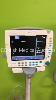 1 x GE S5 F-FM-00 Patient Monitor on Stand with 1 x E-PSMP-00 Module with NIBP,P1/P2,T1/T2,SpO2 and ECG Options * Mfd 2010 * and 1 x GE S5 F-FM-01 Patient Monitor on Stand with 1 x E-PSMP-00 Module with NIBP,P1/P2.T1/T2,SpO2 and ECG Options * Mfd 2010 * ( - 3