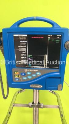 GE Pro 1000 Patient Monitor on Stand with NIBP,SpO2 and ECG Options (Powers Up) * Mfd 2004 * - 2