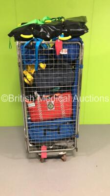 Cage of Assorted Ambulance Equipment Including Evac-U-Splints,Skid Mats and Ambulance Carry Bags (Cage Not Included)