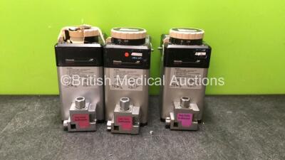 3 x Datex-Ohmeda Isotec 4 Isoflurane Vaporizers (1 x Damaged Casing - See Photo)