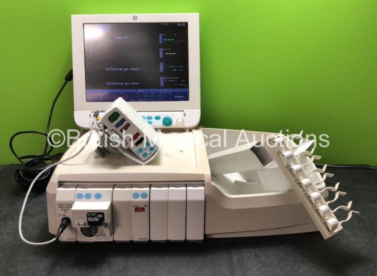 Datex-Ohmeda Anaesthesia Monitoring System Including Monitor with Controller and Power Supply, Module Rack with E-Entropy Module *Mfd - 09/2010*, E-CAiOV Gas Module with Spirometry Option and D-fend Water Trap *Mfd - 06/2009*, E-INTPSM Module with Pole Mo