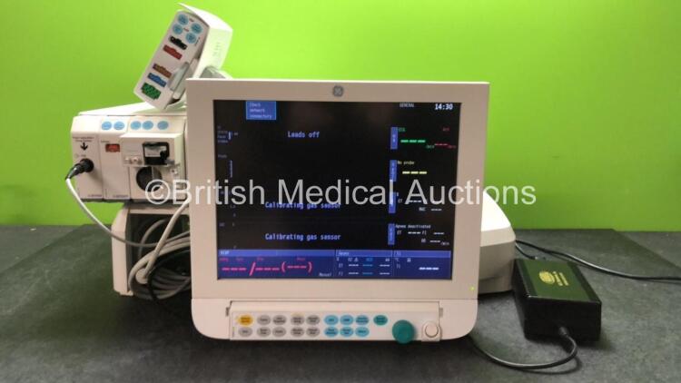 Datex-Ohmeda Anaesthesia Monitoring System Including Monitor with Controller and Power Supply, Module Rack with E-Entropy Module *Mfd - 09/2010*, E-CAiOV Gas Module with Spirometry Option and D-fend Water Trap *Mfd - 02/2007*, E-INTPSM Module with Pole Mo