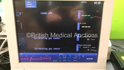 Datex-Ohmeda Anaesthesia Monitoring System Including Monitor with Controller and Power Supply, Module Rack with E-Entropy Module *Mfd - 09/2010*, E-CAiOV Gas Module with Spirometry Option and D-fend Water Trap *Mfd - 02/2007*, E-INTPSM Module with Pole Mo - 2