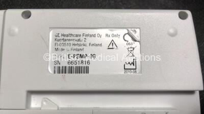 Datex-Ohmeda Anaesthesia Monitoring System Including Monitor with Controller and Power Supply, Module Rack with E-Entropy Module *Mfd - 09/2010*, E-CAiOV Gas Module with Spirometry Option and D-fend Water Trap *Mfd - 02/2007*, E-INTPSM Module with Pole Mo - 5