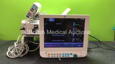 Datex-Ohmeda Anaesthesia Monitoring System Including Monitor with Controller and Power Supply, Module Rack with E-CAiOV Gas Module with Spirometry Option and D-fend Water Trap *Mfd - 11/2010*, E-INTPSM Module with Pole Mount and E-PSMP Multiparameter Modu