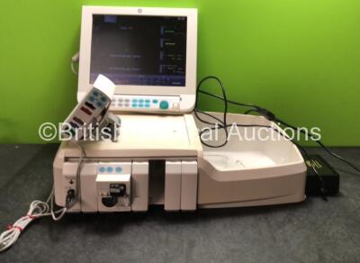 Datex-Ohmeda Anaesthesia Monitoring System Including Monitor with Controller and Power Supply, Module Rack with E-CAiOV Gas Module with Spirometry Option and D-fend Water Trap *Mfd - 01/2009*, E-INTPSM Module with Pole Mount and E-PSMP Multiparameter Modu