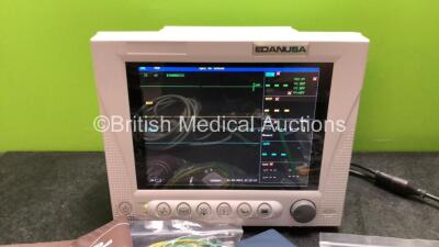 EDAN USA IM8A Patient Monitor with Printer,CO2,IBP1,IBP2,ECG,NIBP,SpO2,T1 and T2 Options and Assorted Leads (Powers Up-In Excellent Condition) * Mfd 2014 * - 2