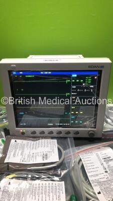 EDAN iM8 Patient Monitor with ECG,NIBP,SpO2,T1,T2,Printer Options and Assorted Leads (Powers Up-In Excellent Condition) * Mfd 2016 * - 2