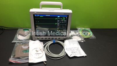 EDAN iM8 Patient Monitor with ECG,NIBP,SpO2,T1,T2,Printer Options and Assorted Leads (Powers Up-In Excellent Condition) * Mfd 2016 *