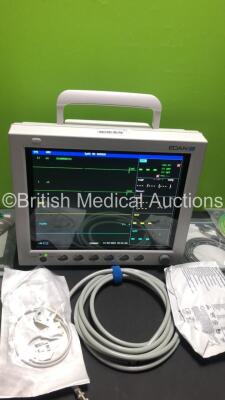 EDAN iM8 Patient Monitor with ECG,NIBP,SpO2,T1,T2,Printer Options and Assorted Leads (Powers Up-In Excellent Condition) * Mfd 2016 * - 2