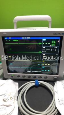 EDAN iM8 Patient Monitor with ECG,NIBP,SpO2,T1,T2,Printer Options and Assorted Leads (Powers Up-In Excellent Condition) * Mfd 2016 * - 6