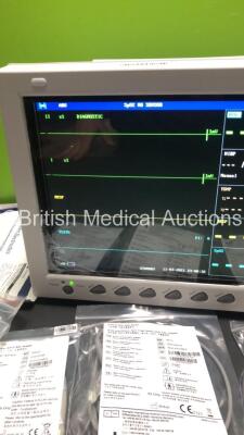 EDAN iM8 Patient Monitor with ECG,NIBP,SpO2,T1,T2,Printer Options and Assorted Leads (Powers Up-In Excellent Condition) * Mfd 2016 * - 3