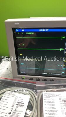 EDAN iM8 Patient Monitor with ECG,NIBP,SpO2,T1,T2,Printer Options and Assorted Leads (Powers Up-In Excellent Condition) * Mfd 2016 * - 3